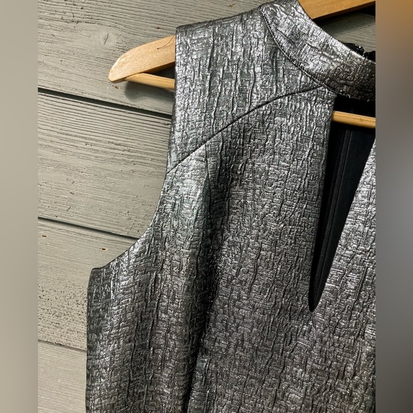 NWT Susan Monaco Silver Chrome Metallic Bodycon Pencil Midi Dress Sz 6 - Picture 2 of 14
